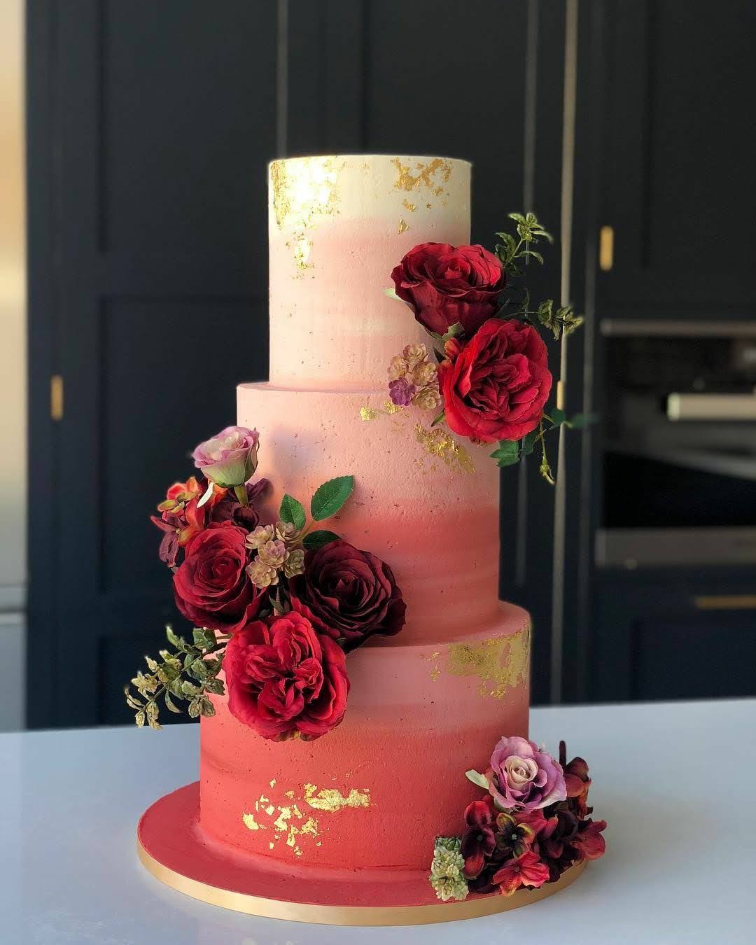 3 Tier Cake with Flowers